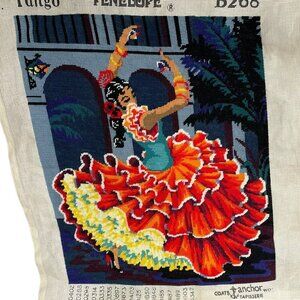 Handmade Tapestry Flamenco Dancer Cross-Stitch Tapisserie Coats Anchor